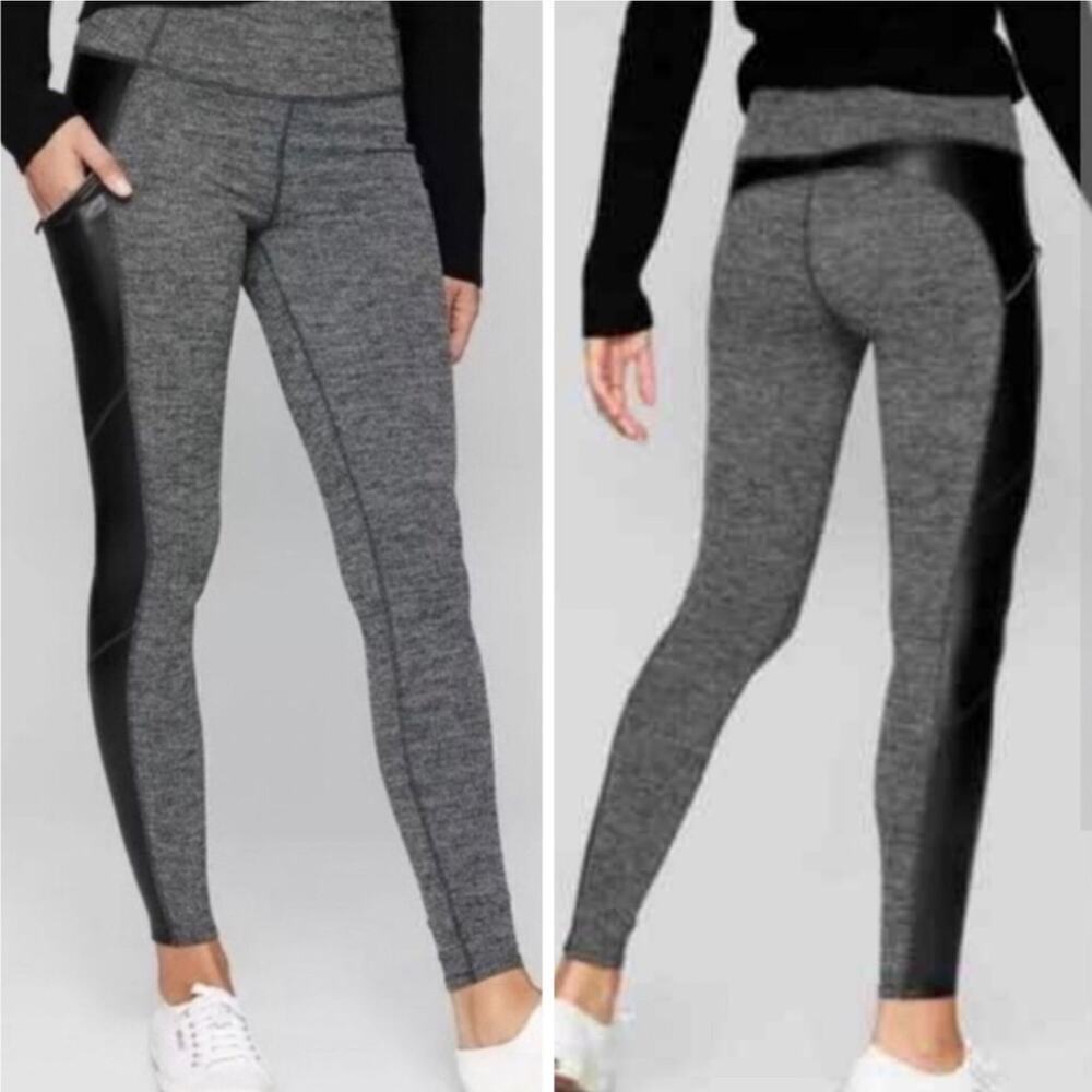 Athleta Herringbone Luxe Metro Drifter Leggings Womens Small Black/Gray EUC